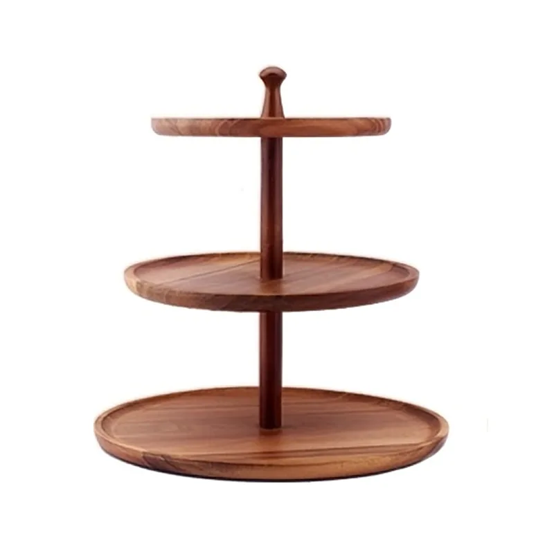 टायर गरिएको काठको डेजर्ट र्याक